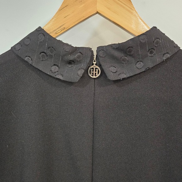 Tommy Hilfiger Sheer Sleeve Dress 8 Polka Dot‎ Mesh Black Wednesday Whimsigoth - Picture 9 of 16